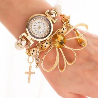 新品❣️水玉リボン&クロス ドレス・アップ腕時計 ブレスレット感覚(腕時計)