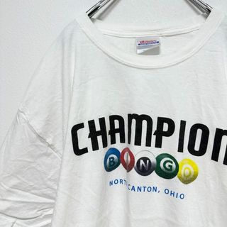 ビンテージ　古着　champion ビンゴ　プリントメンズ　半袖　tシャツ　L(Tシャツ/カットソー(半袖/袖なし))