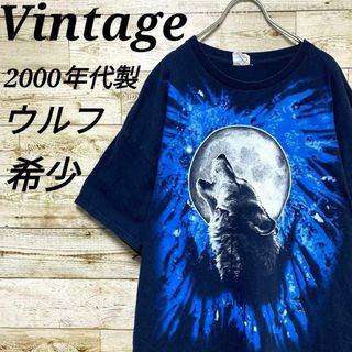 【w475】一点物USA古着ビンテージ00sアニマル狼ウルフプリント半袖Tシャツ(Tシャツ/カットソー(半袖/袖なし))