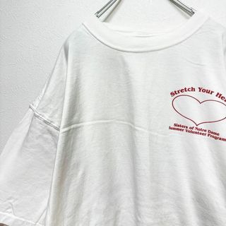 ビンテージ　古着　メンズ　ホワイト　プリント　半袖　tシャツ　白　XL(Tシャツ/カットソー(半袖/袖なし))