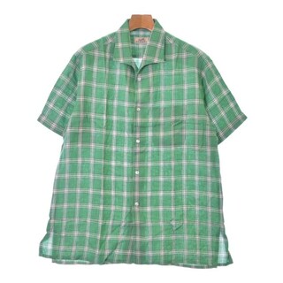 HERMES エルメス カジュアルシャツ 42(XXL位) 緑x白(チェック) 【古着】【中古】