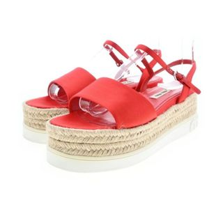 ミュウミュウ(miumiu)のMiu Miu ミュウミュウ サンダル EU37(23.5cm位) 赤xベージュ 【古着】【中古】(サンダル)