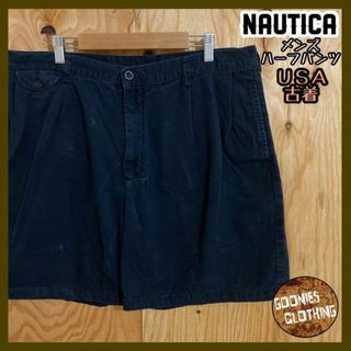 ノーティカ(NAUTICA)のノーティカ ツータック チノ ハーフ パンツ USA古着 メンズ ネイビー 紺(ショートパンツ)