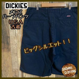 ディッキーズ(Dickies)のディッキーズ ワーク ハーフ パンツ ネイビー ロゴ ストリート 紺 USA古着(ショートパンツ)