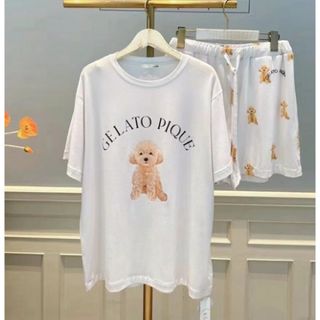 DOG柄ワンポイントTシャツ＆ショートパンツSET ジェラピケ パジャマ ルーム