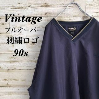 【k3062】USA古着90sヴィンテージ刺繍ロゴナイロンプルオーバージャケット(ナイロンジャケット)