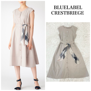 BLUE LABEL CRESTBRIDGE - 極美品♡ブルーレーベルクレストブリッジ　ワンピース　スカーフベルト付き　ベージュ