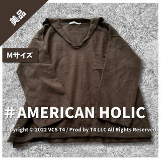 アメリカンホリック(AMERICAN HOLIC)の【美品】アメリカンホリック 長袖 M 茶色 カジュアル 無地 レーヨン   伸縮(ニット/セーター)