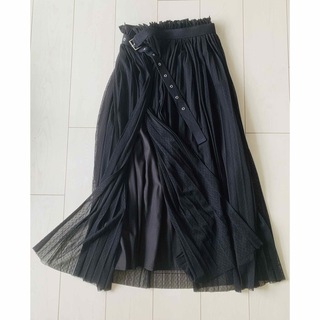 ローズバッド(ROSE BUD)のスカート二枚重ねセット黒セットアップ(ロングスカート)
