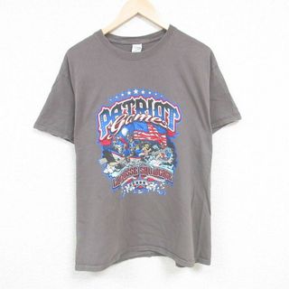 XL★古着 半袖 Tシャツ メンズ NFL ニューイングランドペイトリオッツ コットン クルーネック グレー アメフト スーパーボウル 24may31 中古(Tシャツ/カットソー(半袖/袖なし))