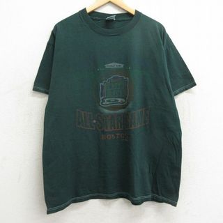 XL★古着 半袖 ビンテージ Tシャツ メンズ 90年代 90s MLB オールスターゲーム 大きいサイズ コットン クルーネック 緑 グリーン メジャーリーグ ベースボール 野球 24may31 中古(Tシャツ/カットソー(半袖/袖なし))