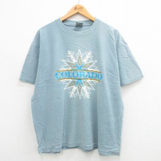 XL★古着 オニータ ONEITA 半袖 ビンテージ Tシャツ メンズ 90年代 90s コロラド 大きいサイズ コットン クルーネック USA製 薄紫 パープル 24may31 中古(Tシャツ/カットソー(半袖/袖なし))