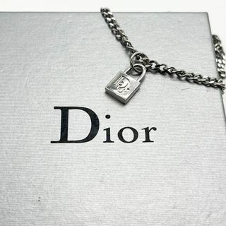 Christian Dior - 美品　クリスチャンディオール　ネックレス　南京錠　トロッター　刻印　シルバー