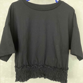 GU  裾フリル　Tシャツ　ブラック　Lサイズ(Tシャツ(長袖/七分))