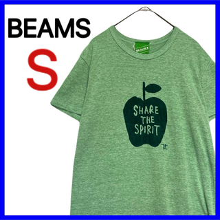 BEAMS - BEAMS ビームス 半袖 Tシャツ 草色胸ワッペン付き 緑 リンゴ かわいい