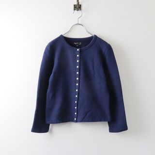 アニエスベー(agnes b.)のアニエスベー agnes b. コットン 裏毛 カーディガン プレッション T1/ネイビー トップス【2400013889308】(カーディガン)