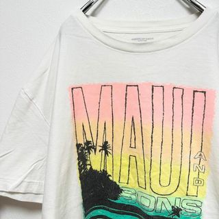 アメリカンイーグル(American Eagle)のアメリカンイーグル　MAUI プリント　メンズ　半袖　tシャツ　白(Tシャツ/カットソー(半袖/袖なし))