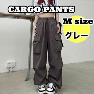 カーゴパンツ　グレー　M ストリート　ダンス　ワークパンツ　ワイドパンツ(ワークパンツ/カーゴパンツ)