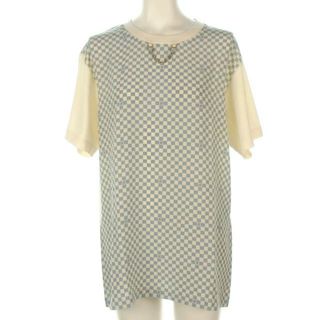 LOUIS VUITTON(ルイヴィトン) 半袖Tシャツ サイズL レディース美品  ダミエフロントTシャツ RW241WB UOL FQJT80/1AFPA1 ネイビー×アイボリー クルーネック/2024SS 綿、シルク