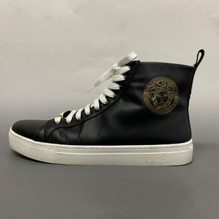 ヴェルサーチ(VERSACE)のVERSACE(ヴェルサーチ) スニーカー 43 メンズ メドゥーサ 黒 ロゴ ハイカット レザー(スニーカー)