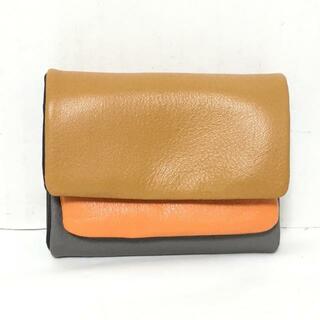 カンペール(CAMPER)のCAMPER(カンペール) 3つ折り財布 - ブラウン×オレンジ×グレー レザー(財布)