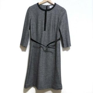 ハナエモリ(HANAE MORI)のHANAE MORI(ハナエモリ) ワンピース サイズ38 M レディース美品  - 黒×白×グレー クルーネック/七分袖/ひざ丈/ラメ(その他)