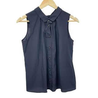 ブルーレーベルクレストブリッジ(BLUE LABEL CRESTBRIDGE)のBLUE LABEL CRESTBRIDGE(ブルーレーベルクレストブリッジ) ノースリーブシャツブラウス サイズ38 M レディース美品  - ダークネイビー リボン(シャツ/ブラウス(半袖/袖なし))