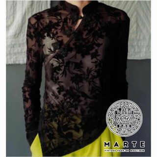 マルテ(Marte)のMARTE china design black lace top マルテ(Tシャツ(長袖/七分))