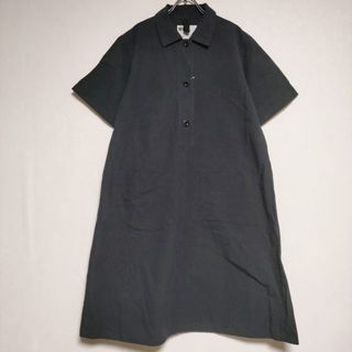 エムエイチエル(MHL.)のMHL. 595-3157552 COTTON LINEN PLAIN WEAVE 半袖 ワンピース 23SS ブラック レディース エムエイチエル【中古】4-0519S∞(ロングワンピース/マキシワンピース)