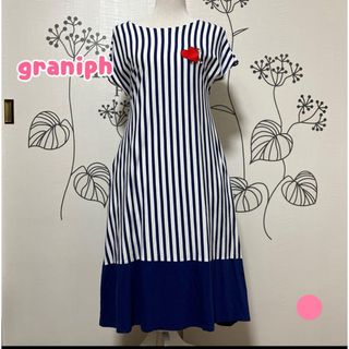 グラニフ(Design Tshirts Store graniph)の◎796 グラニフ おさるのジョージ 青ストライプワンピ(ロングワンピース/マキシワンピース)