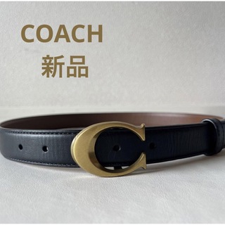 コーチ(COACH)の【新品】COACH コーチ　本革ベルト　ブラック　Sサイズ(ベルト)