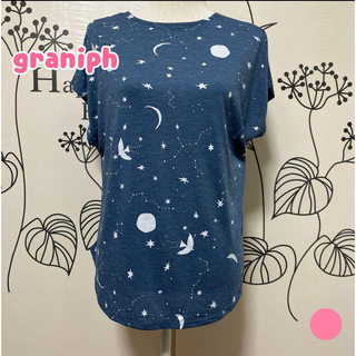 Design Tshirts Store graniph - ◎797 グラニフ 夜空と鳥 フレンチ袖