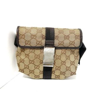 グッチ(Gucci)のGUCCI(グッチ) ウエストポーチ GG柄 131236 ベージュ×ダークブラウン ジャガード×レザー(ボディバッグ/ウエストポーチ)