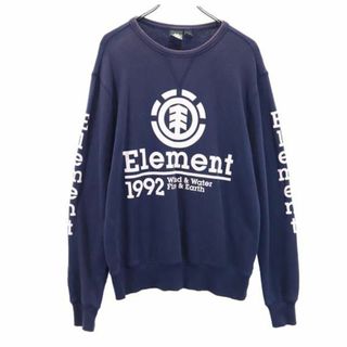 ELEMENT - エレメント ロゴ 長袖 スウェット トレーナー M ネイビー系 ELEMENT メンズ