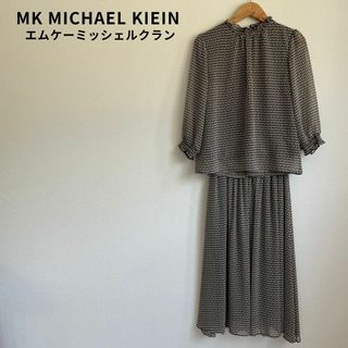 エムケーミッシェルクラン(MK MICHEL KLEIN)の美品★MKミッシェルクラン セットアップ 総柄 ブラウス スカート ウエストゴム(シャツ/ブラウス(長袖/七分))