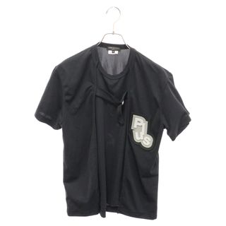 COMME des GARCONS HOMME PLUS コムデギャルソンオムプリュス 17AW ラバーパッチ ボンテージベルト レイヤードメッシュ 半袖Tシャツ カットソー ブラック PT-T013