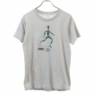 70s 棒人間プリント 半袖 Tシャツ グレー メンズ(Tシャツ/カットソー(半袖/袖なし))