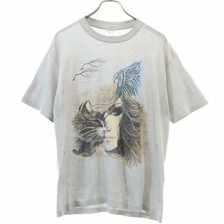 SELEC-T by Tee Jays 80s USA製 アートプリント 半袖 Tシャツ XL グレー SELEC-T by Tee Jays メンズ(Tシャツ/カットソー(半袖/袖なし))