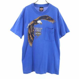 ハーレーダビッドソン(Harley Davidson)のハーレーダビッドソン 90s USA製 FREAKAZOID HEAVEN DOUBLE 両面プリント 半袖 Tシャツ M 青 HARLEY DAVIDSON メンズ(Tシャツ/カットソー(半袖/袖なし))