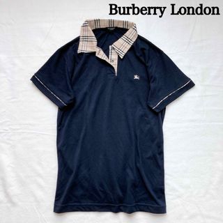 バーバリー(BURBERRY)のBurberry London ポロシャツ ネイビー ノバチェック ホースロゴ(ポロシャツ)