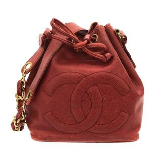 シャネル(CHANEL)のCHANEL(シャネル) ショルダーバッグ デカココ レッド チェーンショルダー/ゴールド金具/巾着 キャビアスキン(ショルダーバッグ)