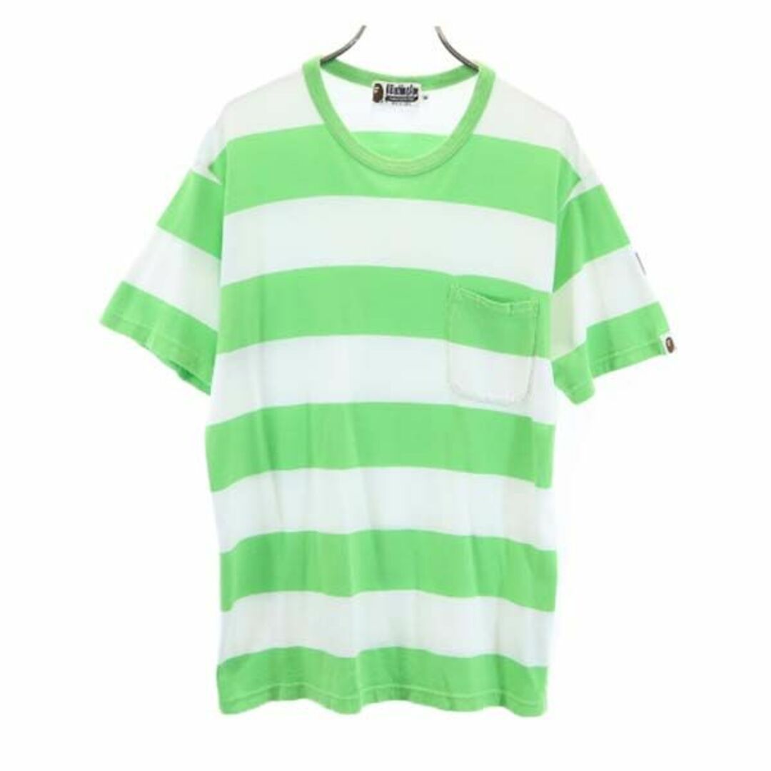 A BATHING APE - アベイシングエイプ 日本製 ボーダー 半袖 T A BATHING APE - アベイシングエイプ 日本製 ボーダー 半袖 T