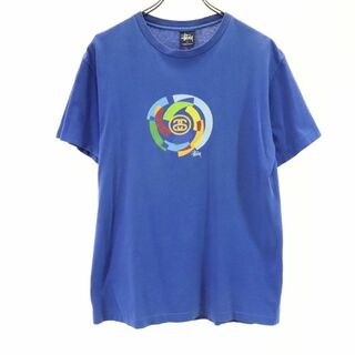 ステューシー(STUSSY)のステューシー 90s 紺タグ USA製 プリント 半袖 Tシャツ M ブルー系 STUSSY メンズ(Tシャツ/カットソー(半袖/袖なし))
