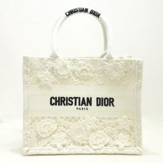 クリスチャンディオール(Christian Dior)のDIOR/ChristianDior(ディオール/クリスチャンディオール) トートバッグ レディース美品  ブックトートスモールバッグ 白 マクラメ エンブロイダリー/レース コットン×化学繊維(トートバッグ)