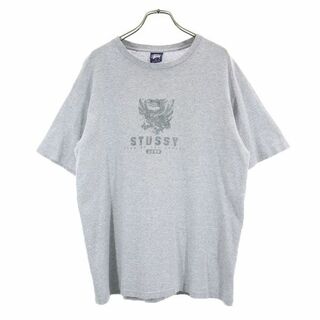 ステューシー(STUSSY)のステューシー 90s USA製 紺タグ ロゴプリント 半袖 Tシャツ M 杢グレー STUSSY メンズ(Tシャツ/カットソー(半袖/袖なし))
