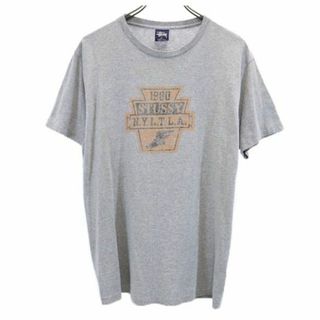 ステューシー(STUSSY)のステューシー 90s USA製 紺タグ オールド ヴィンテージ ロゴ プリント 半袖 Tシャツ M グレー STUSSY メンズ(Tシャツ/カットソー(半袖/袖なし))