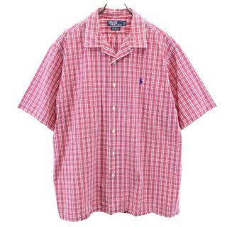ラルフローレン(Ralph Lauren)のラルフローレン 90s カルドウェル チェック 半袖 オープンカラーシャツ XL ピンク系 RALPH LAUREN CALDWELL メンズ(シャツ)