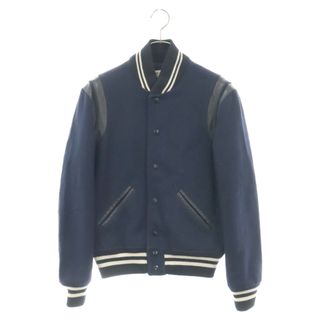 サンローラン(Saint Laurent)のSAINT LAURENT PARIS サンローランパリ 15AW Teddy Jacket テディジャケット ラムレザー切替ブルゾン スタジャン 354718 YYL80 ネイビー(ブルゾン)