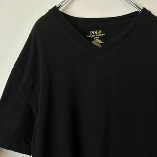 ポロラルフローレン(POLO RALPH LAUREN)のポロ　ラルフローレン　ワンポイント刺繍　メンズ　Vネック　半袖　tシャツ　L 黒(Tシャツ/カットソー(半袖/袖なし))