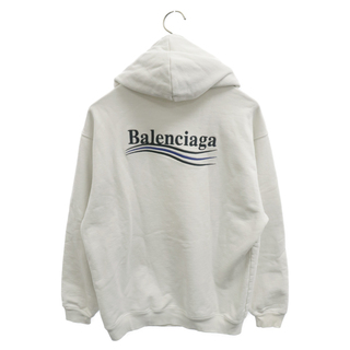 バレンシアガ(Balenciaga)のBALENCIAGA バレンシアガ キャンペーンロゴ刺繍 プルオーバーパーカー ホワイト 600583 TKVI9(パーカー)